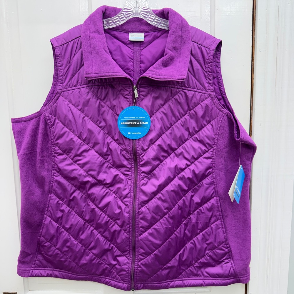 Columbia Mix It Around Vest Women 3X Purple Quilted Fleece Hybrid NEW